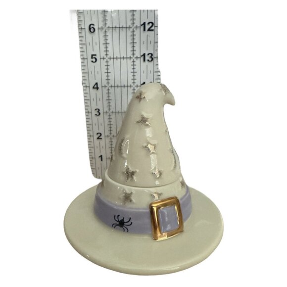 Lenox Halloween Witch Hat Votive Candle Holder Ivory Purple Gold Accents - Picture 3 of 7